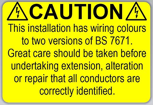 Harmonised Cable Colour Warning Labels | 76 X 51mm | ELECTRICAL SAFETY Labels