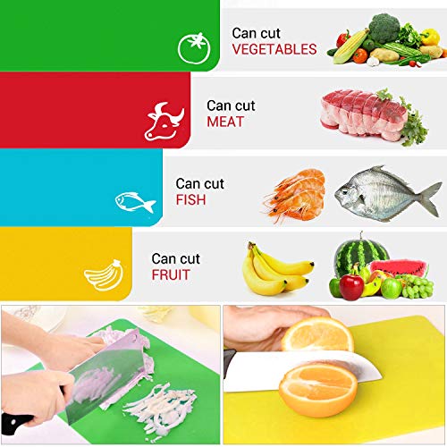 image for NIROLLE Extra Thick Flexible Plastic Cutting Board Mats Set, Set of 4 