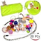 Youngever 20 Cat Toys Kitten Toys Assortments, 2 Way Tunnel, Cat Feather Teaser - Wand Interactive Feather Toy Fluffy Mouse, Crinkle Balls for Cat, Puppy, Kitty, Kitten