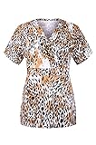 MedPro Women's Trendy Fashion Print Medical V-Neck Scrub Top With Pockets
