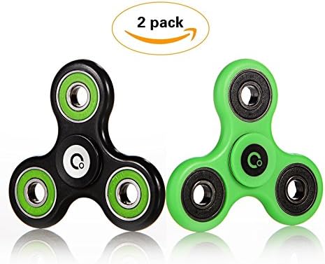 Qualwin Best 2017 DIRT RESISTANT EDC Tri-Spinner Fidget Toy Smooth Surface Finish Ultra Durable 2-3 Min Spins Non-3D printed (two pack) (Green/Black&amp;Black/Green)