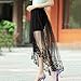 Chiffon Maxi Skirt Gothic Long Dress Gauze See Through Mesh Tulle Lace Design for Women Girl - Black