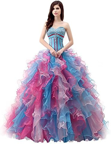 Xqmdress Women's Sweetheart Muticolor Sequin Ball Gown Quinceanera Dress Muticolor Size12