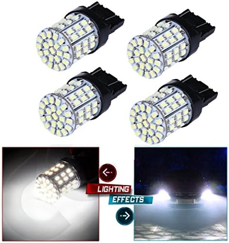 2X Super White 7443 Tail Backup Reverse LED Light 64-SMD Bulbs 7440 T20 W21W (4pk)