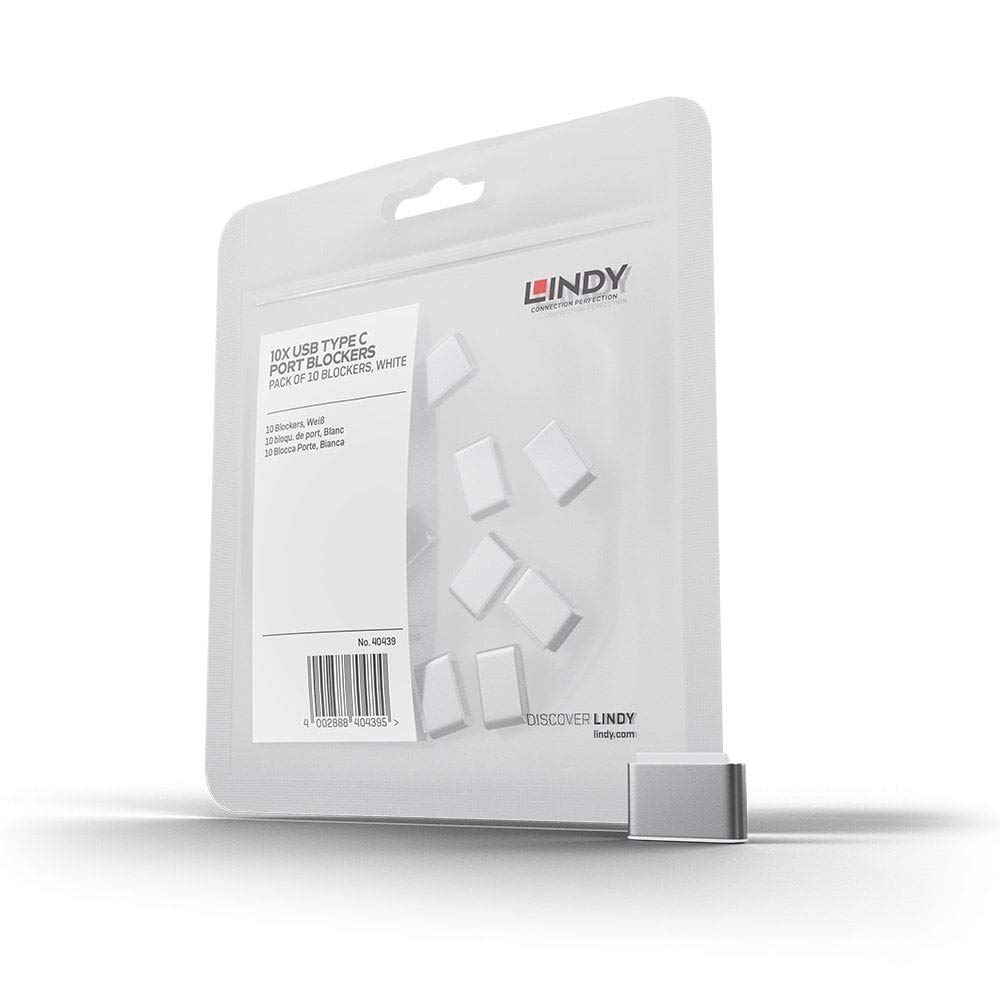 Lindy USB Type C Port Blockers Without Key, White - Pack of 10