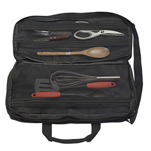 Knife Bag for Chefs w/Shoulder Strap by EVERPRIDE | Premium Culinary Knife Bag | Includes 2 Knife Guards | Durable Kitchen Utensils Holder | Knives Protector w/ 20 Pockets & 3 Zipper Compartments - Thumbnail 5