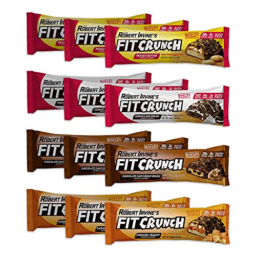 FITCRUNCH Protein Bars | Protein Bar | Designed by Robert Irvine | World’s Only 6-Layer Baked Bar | Just 6g of Sugar & Soft Cake Core (12 Bars, Variety Pack)