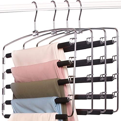 BEAUTLOHAS. Pants Hangers Space Saver Metal Stainless Slacks Hanger