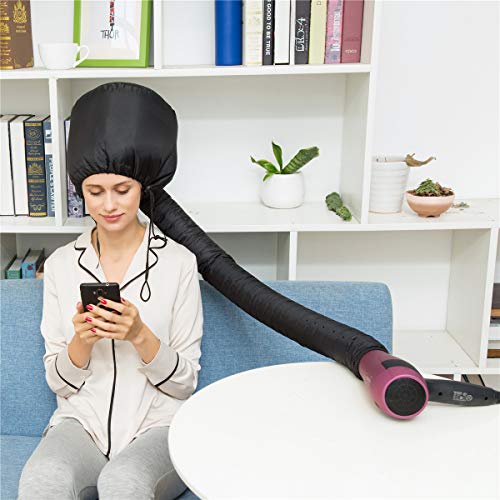 Soft Hooded Hair Dryer Bonnet –Electronic Black Dying Attachment with Four Clips, Professional Personal Beauty Care For Women Girls (Black)