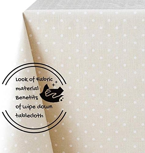 KP HOME Premium Wipe Clean Tablecloth, Polka Dot Waterproof PVC Table Cloth, Rectangular 200 x 140 cm Plastic Table Cover - Image 5