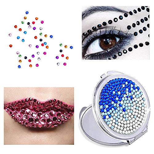 (4500+PCS 3 Pack) Rhinestones for Craft,AKWOX Crystals AB Nail Art Rhinestones Round Beads Flatback Glass Charms Gems Stones for DIY Makeup Clothes Shoes 6 Sizes (2-5 mm)(Pink)