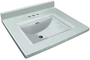 Transolid Camila2225-F Camila Cultured Marble 4-in Centerset Single-Bowl Vanity Top, 25-in X 22-in, Frost