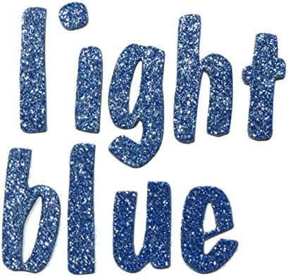 Light Blue Metallic Glitter HandCut 1.5" Chipboard Letters Alphabet set Lollipop Font Sickers Lowercase