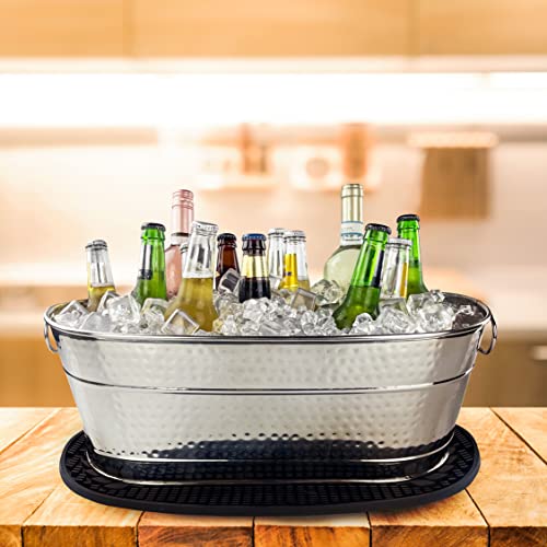 BREKX StainlessSteel Ice Bucket & Beverage Tub for Parties, Hammered
