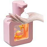 AMYESE Cute Automatic Soap Dispenser - Kids Touchless Pink Hand Soap Dispenser,Wall Mount Waterproof USB Rechargeable, 13.5oz/ 400ml for Bathroom Countertop, Kitchen, Office, Hotel, Preschool Children