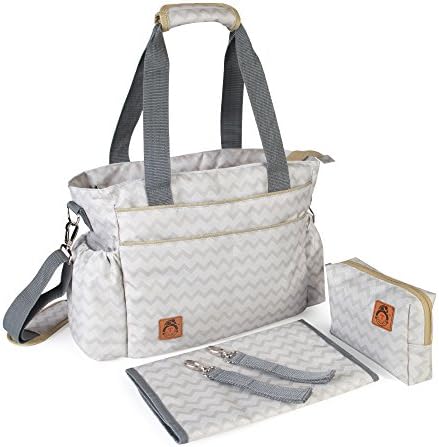 Diaper Bag by TykeGear, Tote bag, 600D Striped, with Portable Changing Pad And 15 Pockets for storage