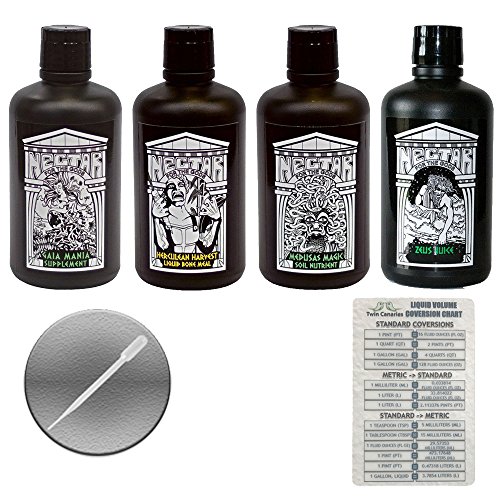 Nectar for the Gods Simple Starter Pack: Medusas Magic, Gaia Mania, Zeus Juice, Herculean Harvest + Twin Canaries Chart & Pipette - 1 Quart Each