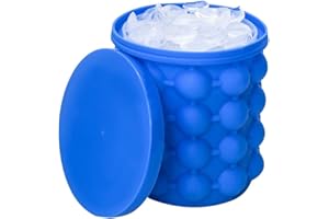 Silicone Ice Maker, Silicone Bucket with Lid Makes Small Size Nugget Ice Chips for Soft Drinks, Cocktail Ice, Wine on Ice, Cr