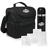 Dynamic Gear Refrigerated Lunch Box Tote Bag, Large, Adults/Men/Women, Insulated, Mesh Pockets, For Travel/Work/Picnic/Camping, With 16oz Thermos and 4 Cooler Pouches!