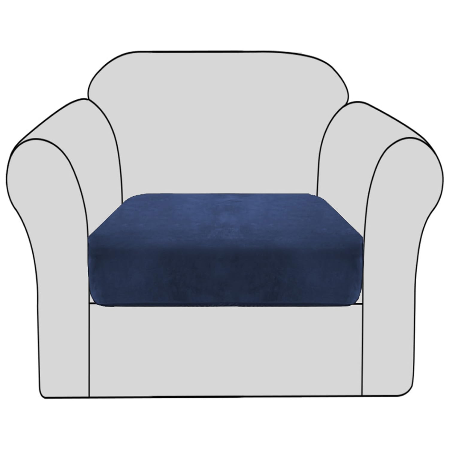 BellaHills Velvet Stretch Sofa Seat Cushion Covers Modular Cushion Covers Furniture Protector with Elastic Bottom (1 Piece, Navy)