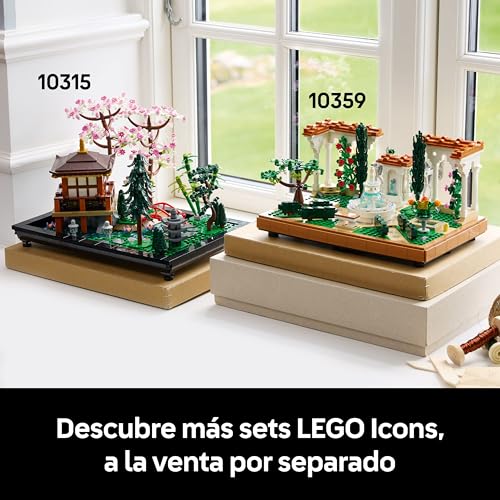 Icons Jardín con Fuente Maqueta para Adultos con Plantas y Flores Artificiales: Caléndula, Buganvilla, Geranio, Decoración para el Hogar, Figura de Pájaro, Regalo para Mujeres y Hombres 10359