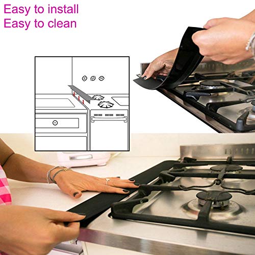AIFUDA Set of 4 Kitchen Silicone Stove Counter Gap Cover, Long & Wide Gap Filler, Seals Spills Guard for Stovetop, Oven, Washer & Dryer, Heat-Resistant and Easy Clean (Black, white)