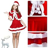Christmas Santa Claus Costumes Plush Boy's Pub Flannel Crawl Santa Suit Xmas Suit (Women's)