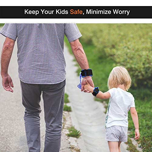 [2 Pack] Anti Lost Wrist Link, Zooawa Child Outdoor Safety Hook and Loop Wristband Leash Child Safety Harness for Kids and Toddlers, 1.5M Fluorescent Purple + 1.8M Fluorescent Blue