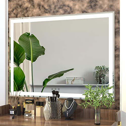 BEAUTME Makeup Mirror with Lighting, Large Hollywood Mirror with Light Cosmetic with Magnifier 10x Wall/Table Mirror (91.5x67cm)