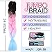Silike Ombre Jumbo Braid Crochet Hair 24″ (5 Pieces) 3 Tone Kanekalon Jumbo Braiding Hair Extensions (Black/Pink/Light Blue)thumb 2