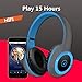 Bluetooth Headphones Over Ear, Hi-Fi Stereo Wireless Headset, Foldable, Soft Memory-Protein Earmuffs, Built-in Mic and Wired Mode for PC/ Cell Phones/ TV (Blue)