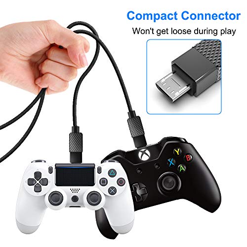 PS4 Controller Charger Cable 16FT Nylon Braided, Micro USB Cable Extra Long Durable Charging