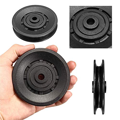 Stahl-Seilrolle-U-Nut-Riemenscheibe-Nylon-Kugellager-Schwarz-Riemenscheibe-Fitness-Kunststoff-Riemenscheibe-Lager-Riemenscheibe-Rad-Riemenscheibe-Kugellager-O90mm-Fuer-Gym-Fitnessgeraete-Ersatzteil-2P