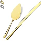 Gold Wedding Cake Knife and Server Set, Stainless Steel Cake Cutting Set for Wedding, Include Cake Cutter and Cake Server for