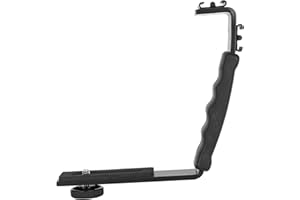 L Flash Bracket,Camera Flash L Bracket Dual Hot Shoes Holder Mount Adapter Mount DV Microphone LED Light