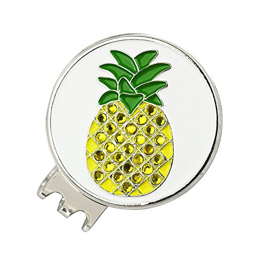 PINMEI Magnetic Golf Hat Clip with Bling Fruit Golf Ball Marker (Pineapple)