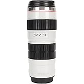 Jauarta Camera Lens Mug - Stainless Steel Coffee Mug with Sealed Lid - Photographer Travel Coffee Cup for Men & Women (White)