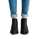 FISACE Women's Faux Suede Closed Toe Low Heel Western Ankle Bootie