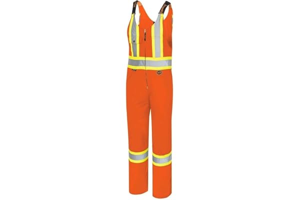 Pioneer Work Overalls for Men - Hi Vis Class 2 | High Visibiliy with Reflective Tape - 7 Pockets - Adjustable Wrist, Action B