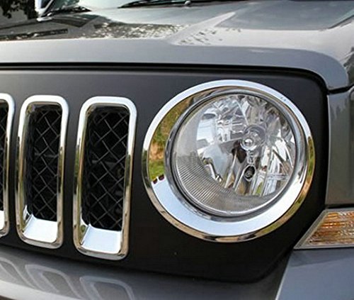 image for Bestong 2Pcs ABS Headlight Front Light Lamp Cover Trim For Jeep Patrio