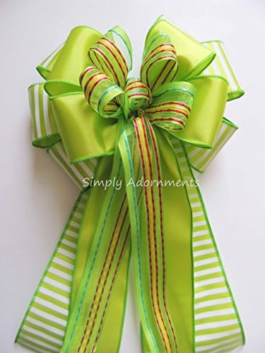Lime Green Spring Wreath Bow Green Easter Door hanger Bow Easter Gift Basket Bow Spring Easter Swag Bow Green Bridal Shower Party Decorations