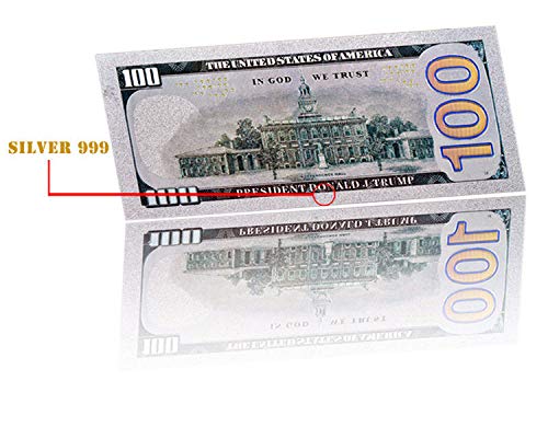 Donald Trump $100 Bill - Authentic Silver Plated Commemorative Bank Note Collectors Item in Currency Holder - Amazing Detail On This Federal Trump Note