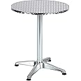 BTEXPERT Indoor Outdoor 23.75" Round Restaurant Table for Patio Stainless Steel Silver Aluminum Furniture with Base