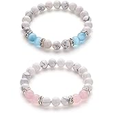 Pingyongchang 2pcs Natural Crystal Bracelet for Women Men Anxiety Beaded Stretch Bracelets Jewelry Healing Stone Crystal Bracelet Stress Relief Yoga Beads Chakra Bracelets