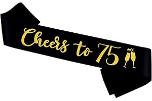 Cheers to 75 Sash, Black Gold It's My 75th Birthday Sash for Women and Men,Happy 75th Birthday Gifts Party Supplies