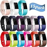 Maledan For Fitbit Charge 2 Bands (15 Pack), Replacement Accessory Wristbands for Fitbit Charge 2 HR, Small