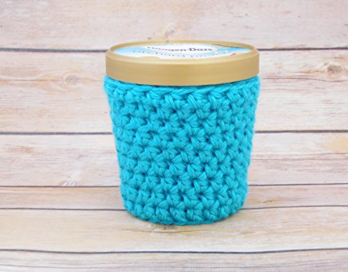 Ice Cream Cozy - Handmade Crochet Pint Sorbet Cozy - Aqua