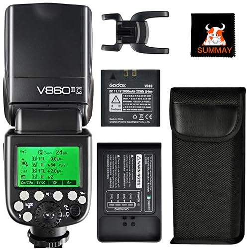 Godox V860II-C TTL Flash GN60 HSS 1/8000s Camera Flash Speedlite with Rechargeble Battery 650 Full Power Flashes for Canon EOS 6D 50D 60D 100D 200D 500D 650D 750D 1000D 1300D (V860II-C)