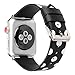 Sport Band for Apple Watch 38mm 42mm, iWatch Strap Replacement with Polka Dot Floral Print Leather Bracelet Wristband for Apple Watch Series 3，2，1, NIKE+, Hermes, Edition (Black white polka dot, 42mm)