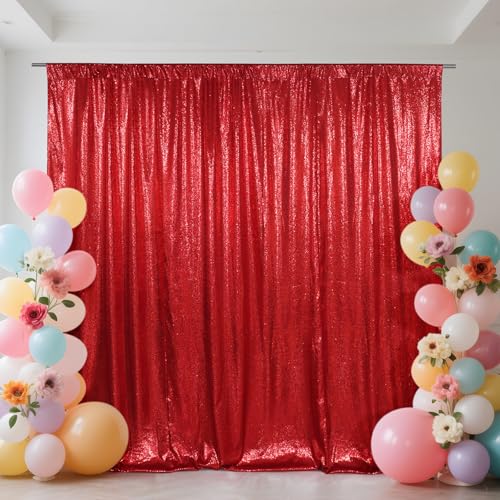 SquarePie 8x10ft Red Sequin Backdrop